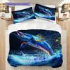 Tuna Pattern Bedding Quilt Set Quilt Cover Pillowcase Home Decoration Birthday Gift (1 * duvet cover + 2 * pillowcase, without core)
