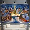1pc2D Flat Winter Village Scenery Banner Background, Suitable for Weddings, No Electricity Required——sym