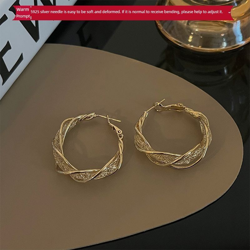Fashion Retro Metal Geometry Silver Stud Earrings Women's 2023 Earrings Cold Wind Fancy Graceful Earrings