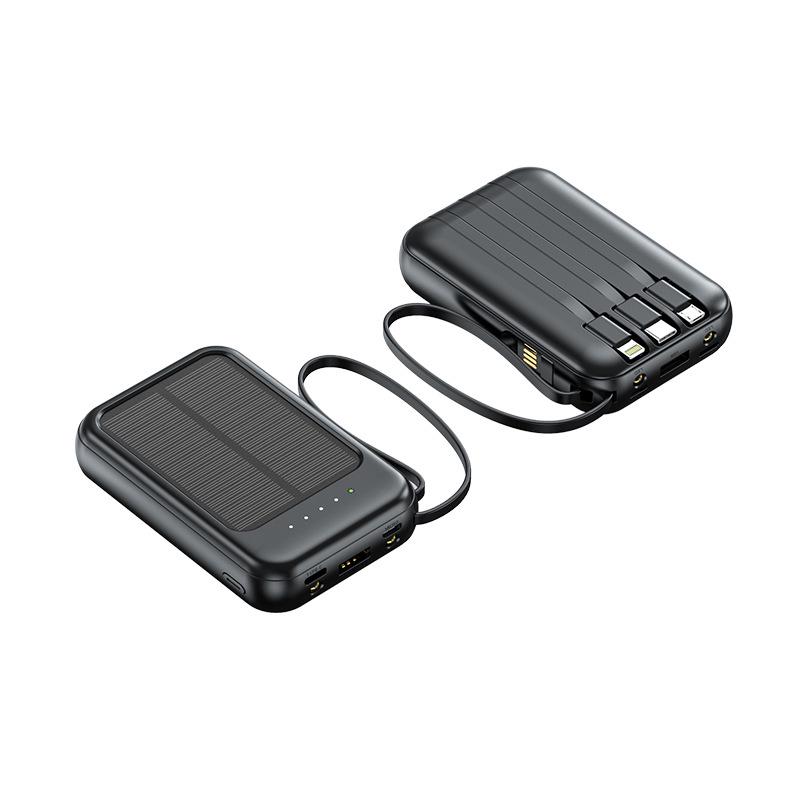 KC Solar Power Bank, 20000mAh, Compact, with 4 Built-in Cables - Ideal Gift for Mobile Charging
