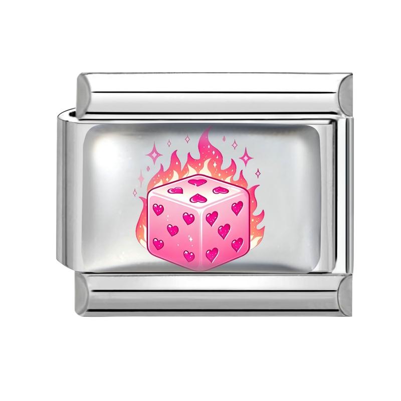 New Design Pink Planet Flower Cherry Eyes Butterfly Italian Charm Links Fit 9MM Stainless Steel Bracelet Jewelry DIY Making