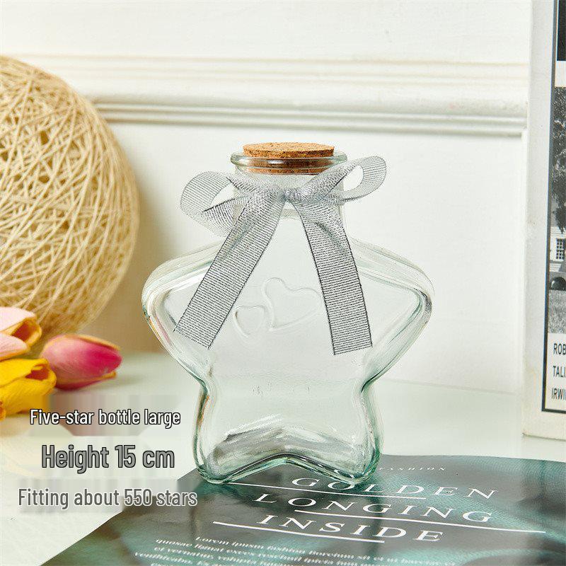 Creative Glass Bottle with Sand, Shells, Lucky Stars, Paper Cranes, and Rainbow Pentagrams