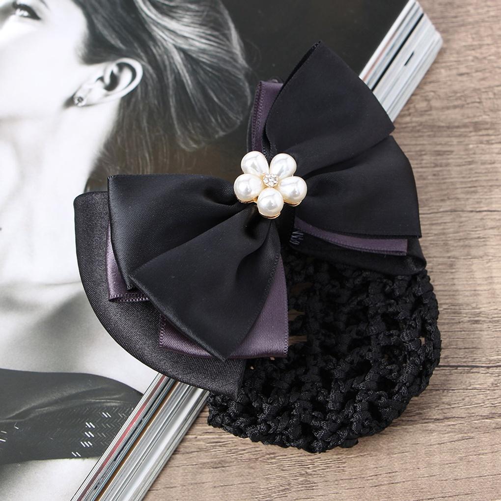 Women's Daily Pearl Ribbon Hair Net Updo Hair Net