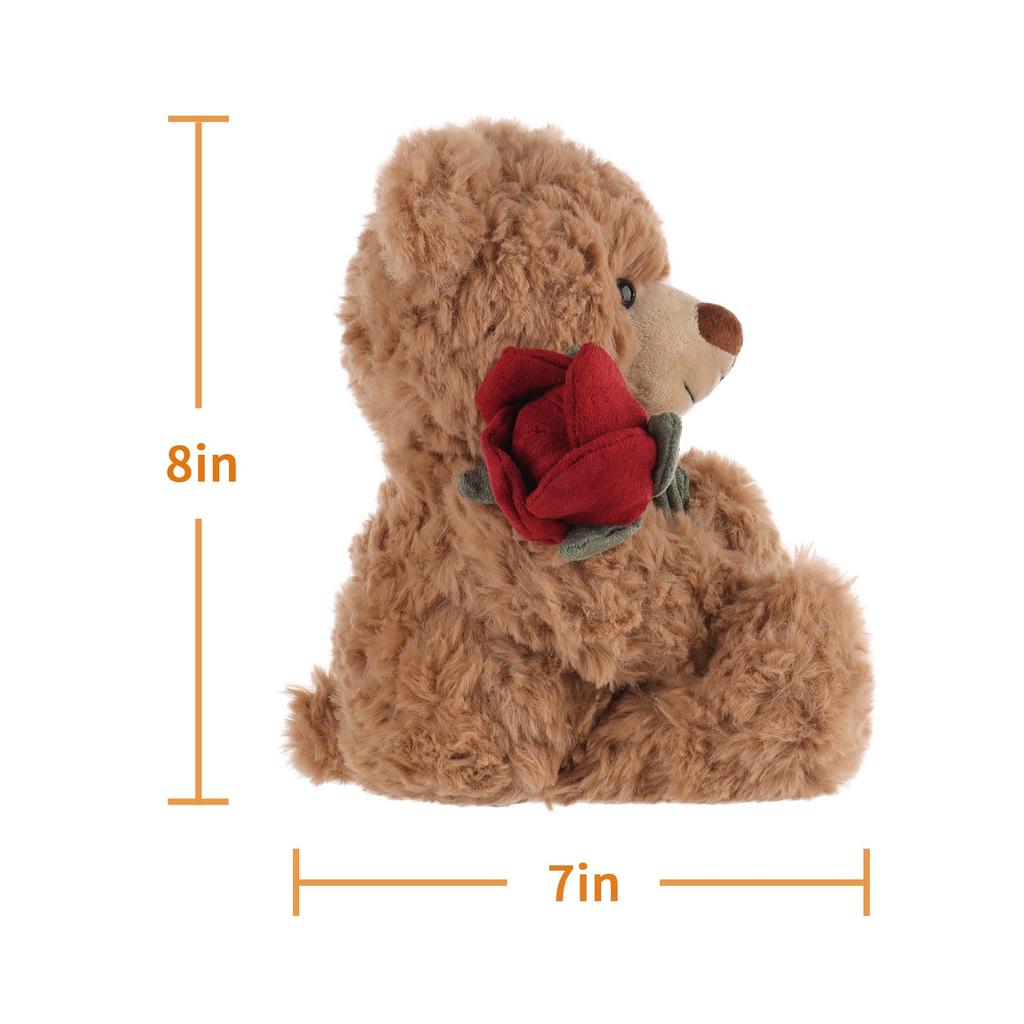Apricot Lamb Rose Brown Flower Bear Plush Toy for Soft and Cute Fluffy Rose Brown Flower Bear for Girls and 20cm Children, Boys,