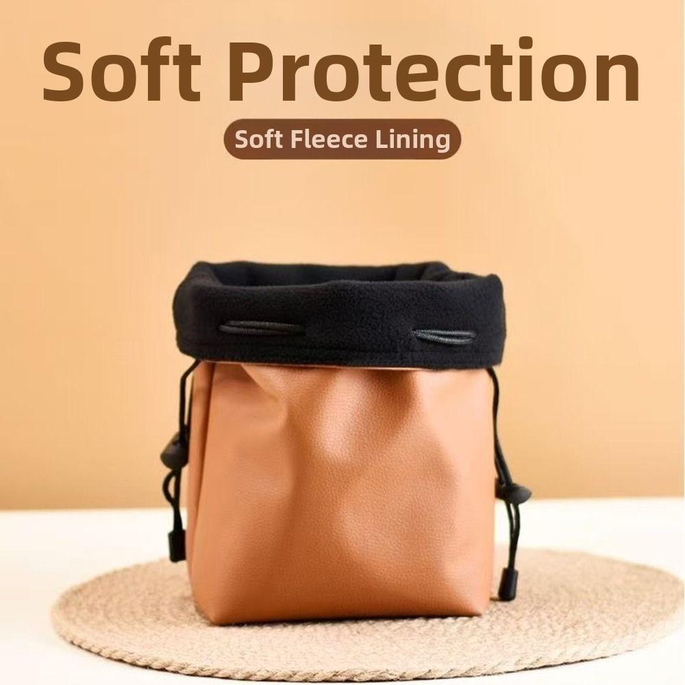 Sac de rangement pour appareil photo en cuir PU Anti-rayures Polyvalent Portefeuille à cordon de serrage Anti-poussière Antichoc Sac de rangement pour maquillage et rouge à lèvres