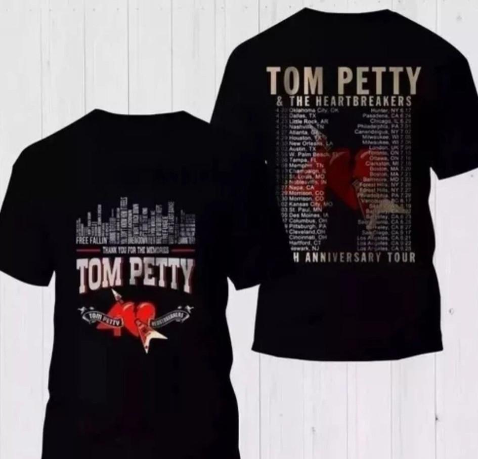 Tom Petty The Heartbreakers 40th Anniversary Tour Tshirt size S5XL Unisex T-Shirt L