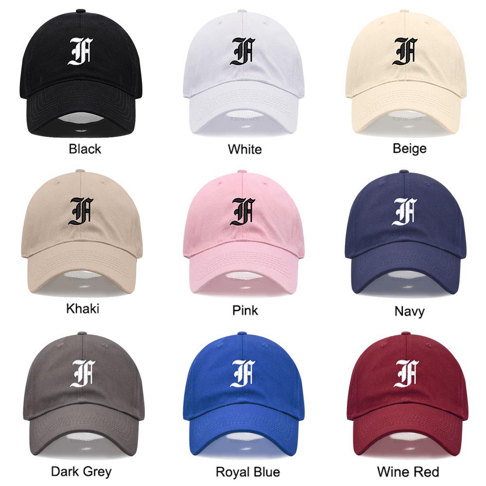 Old English Letters A-Z Embroidery Baseball Cap For Men Women Soft Cotton Fashion Dad Hats Adjustable Wholesale Dropshipping