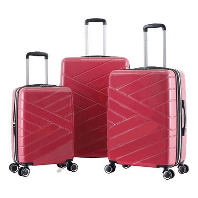 Set of 3 Expandable Rigid Trolley Polycarbonate Suitcases - LYS Paris 395/3 - 393 &; 395 Fuchsia