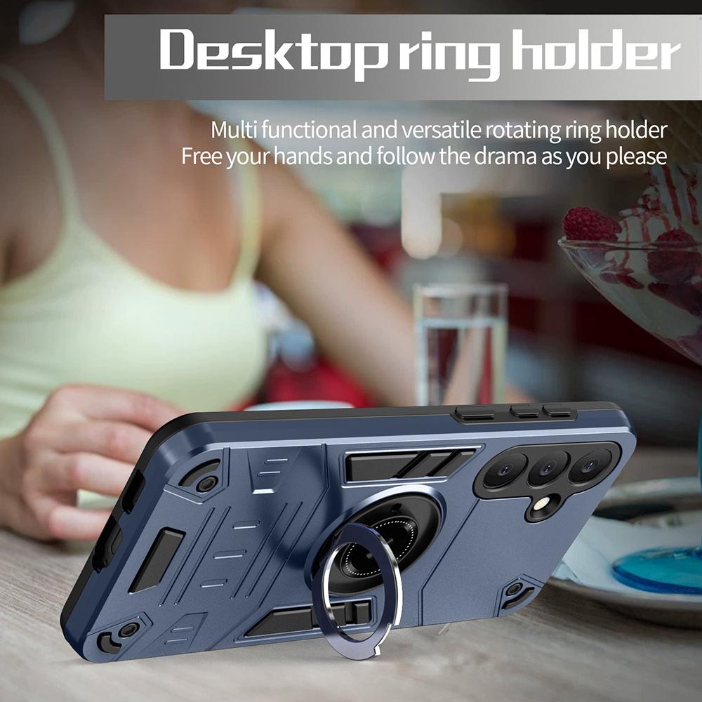 For Samsung Galaxy S25 Case with Ring Holder Kickstand PC + TPU Anti-Fall Phone Cover