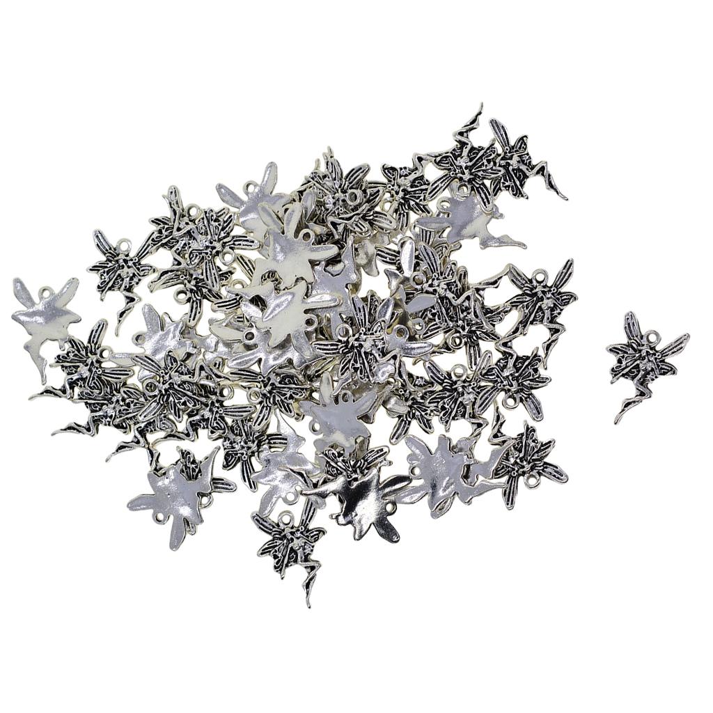 50pcs Tibetan Silver Dainty Ange Tooth  Fairy Charms Jewelry DIY Making