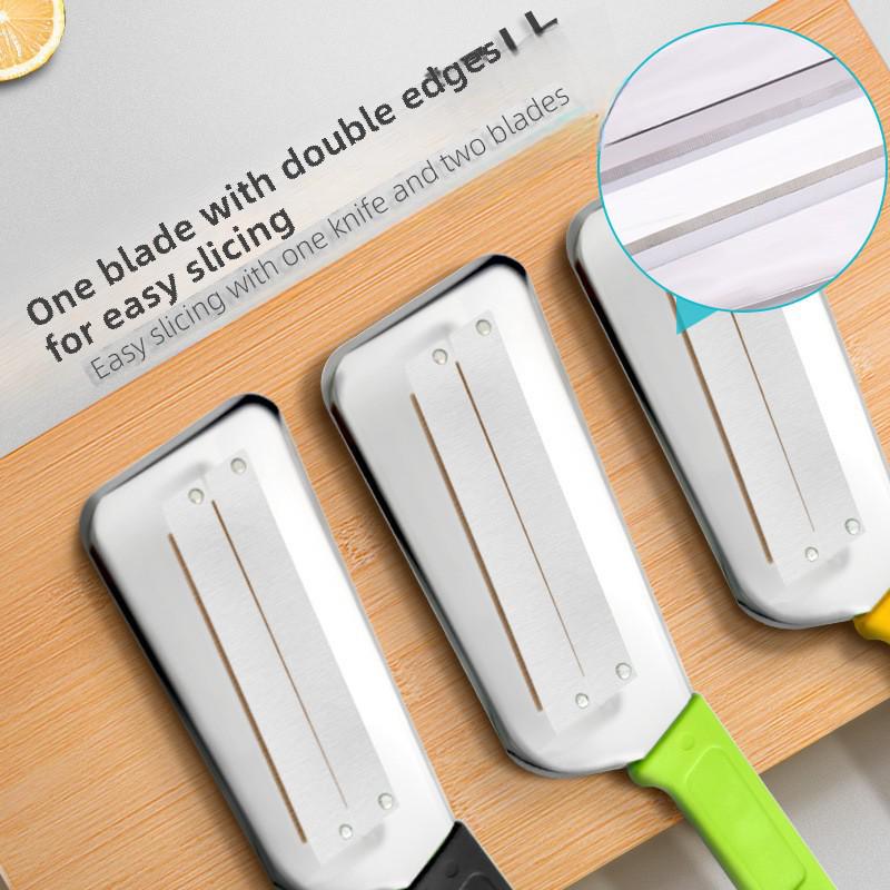 Dual-Edged Stainless Steel Peeler & Shredder with Rubber Handle for Cabbage and Sugarcane