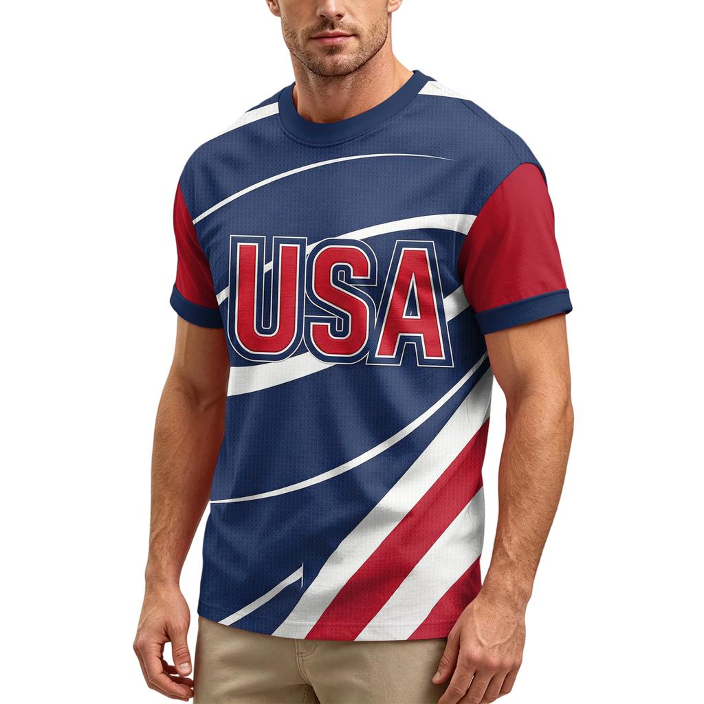 Men's Casual Printed Round Neck Short Sleeve T-Shirt, Lightweight and Breathable for Everyday Wear