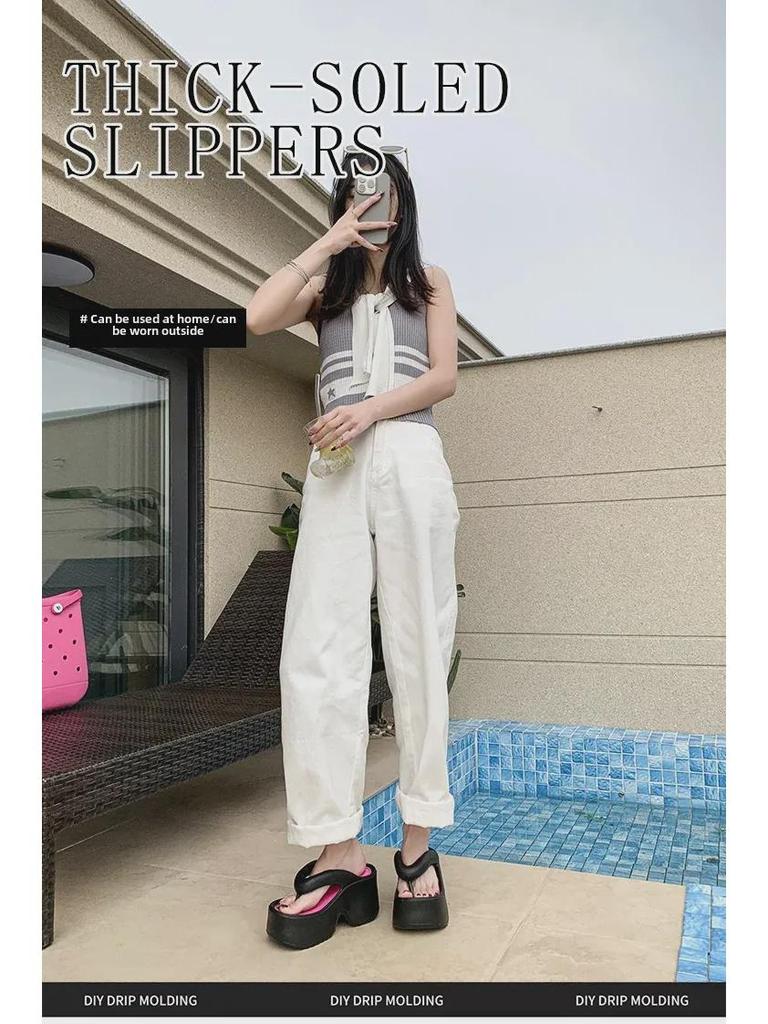 2025 EVA-Flip-Flops mit dicker Sohle für Damen: Rutschfeste, höhenverstärkende Sommer-Mode-Plateauschuhe