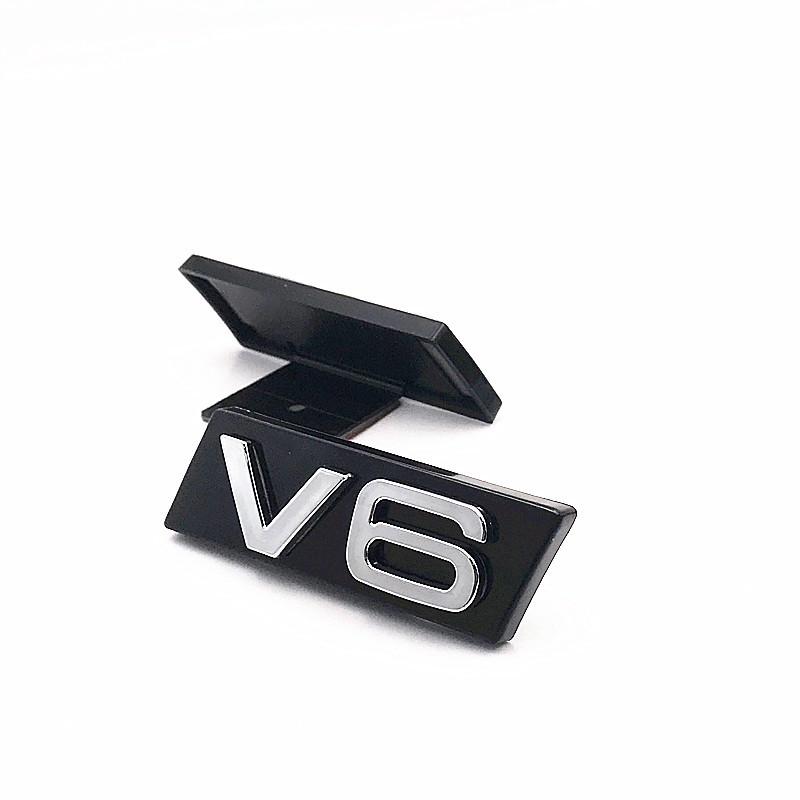 The car logo emblem sticker V6 V8 W12 For 05Y A3 A4 A5 A6 A7 A8 Q3 Car Front Grille Emblem Badge Y05