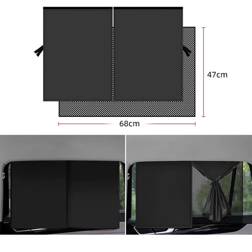 2Pcs Car Curtains Magnet Double Layer Side Window Sun Shade Privacy Curtain UV Block Sun Protection Cover for Children