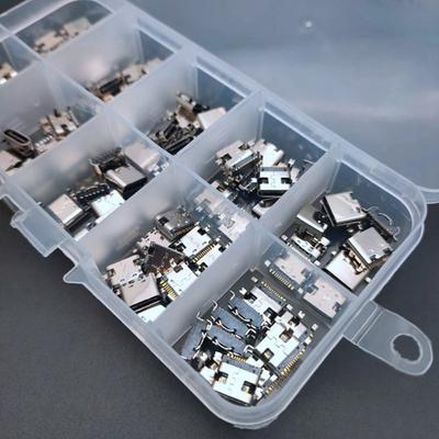 100 Stück/Los 16-Pin USB-Ladeanschlussstecker Mix 6-Pin USB-Ladeanschluss Reparatursets Mobiltelefon