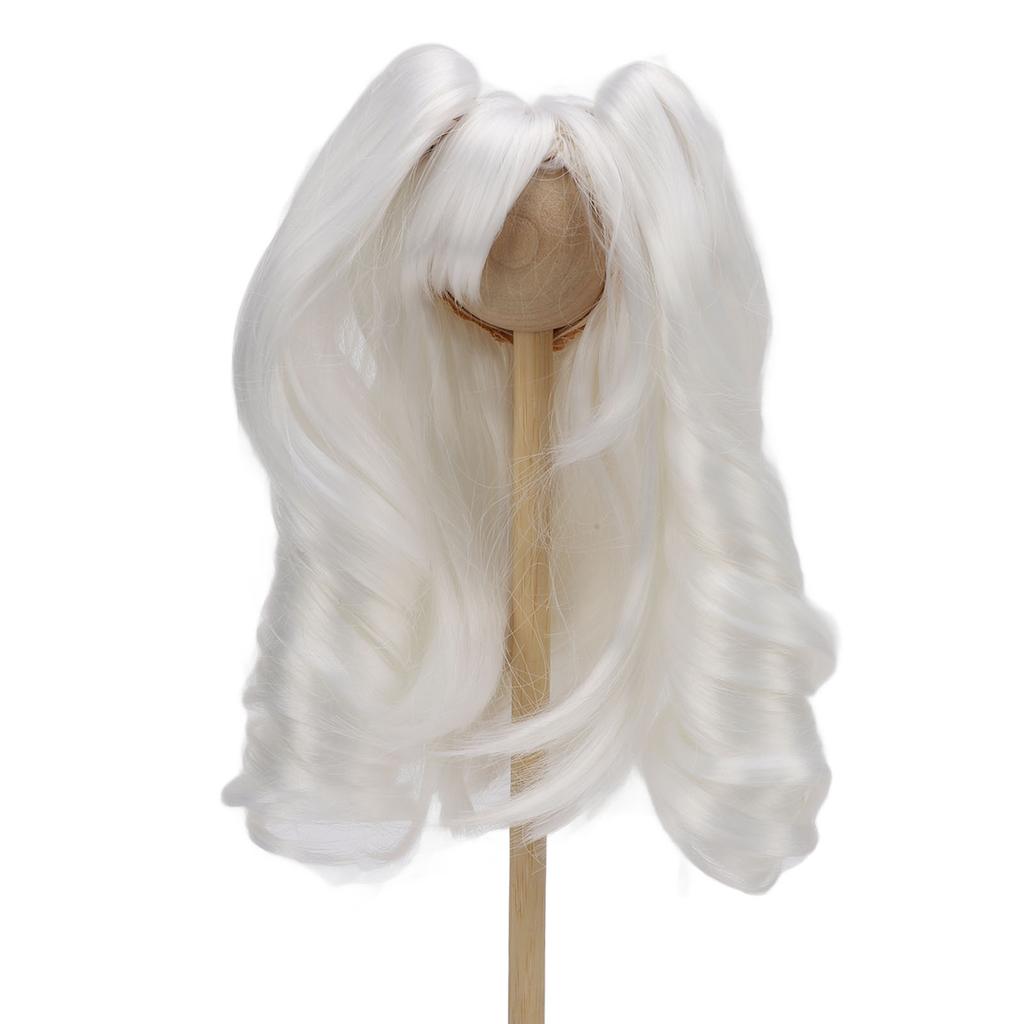 1 6 Twin Ponytail Doll Wig Soft Silk Comfortable Touch Easy Styling Ball Jointed Doll Hair Moon White