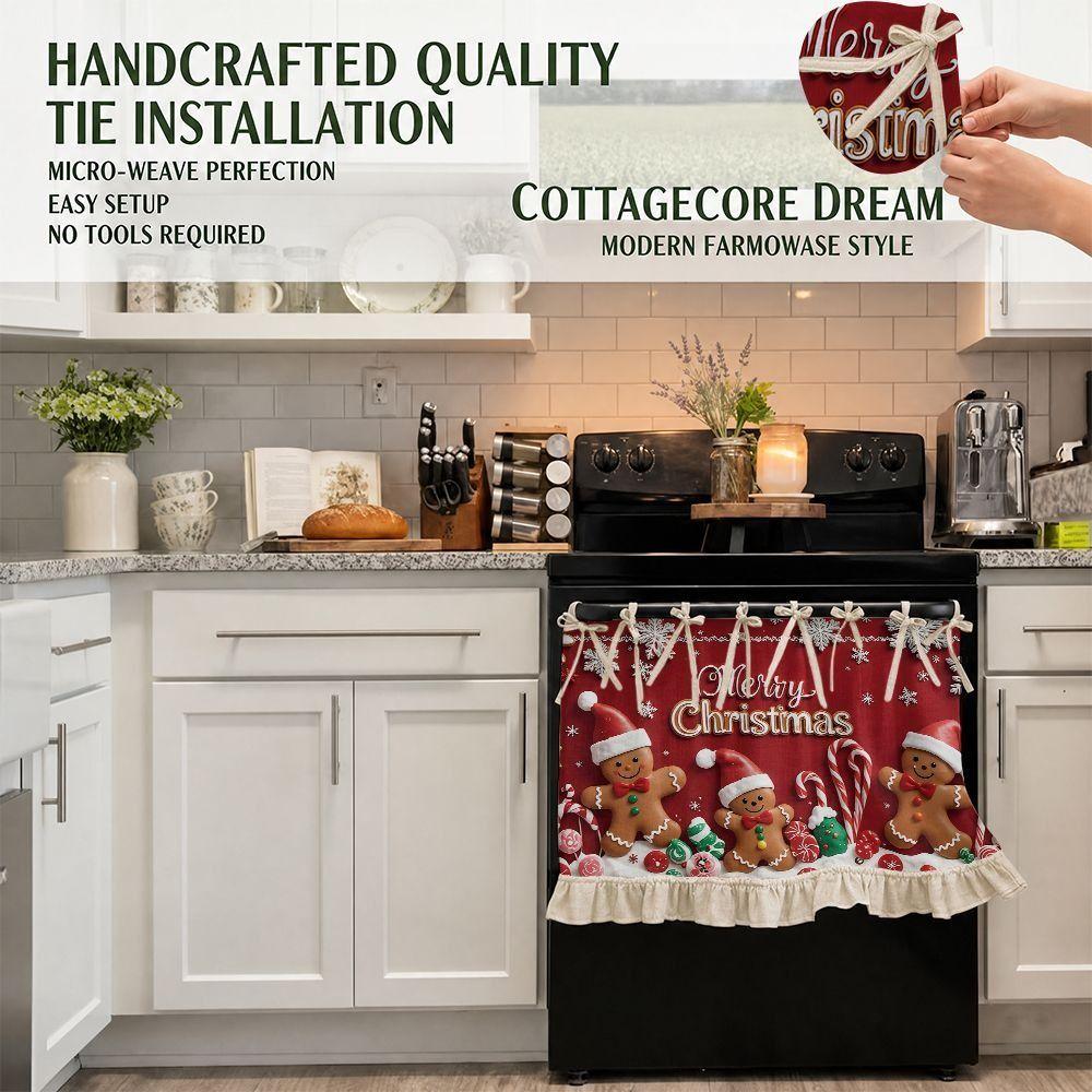 2D Pattern Decorative Curtain Multifunctional Gingerbread Men Design Skirt Curtain Kitchen Apron Style Kitchen Curtain