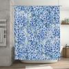 High-quality waterproof shower curtain with blue hydrangea pattern for bathroom decoration