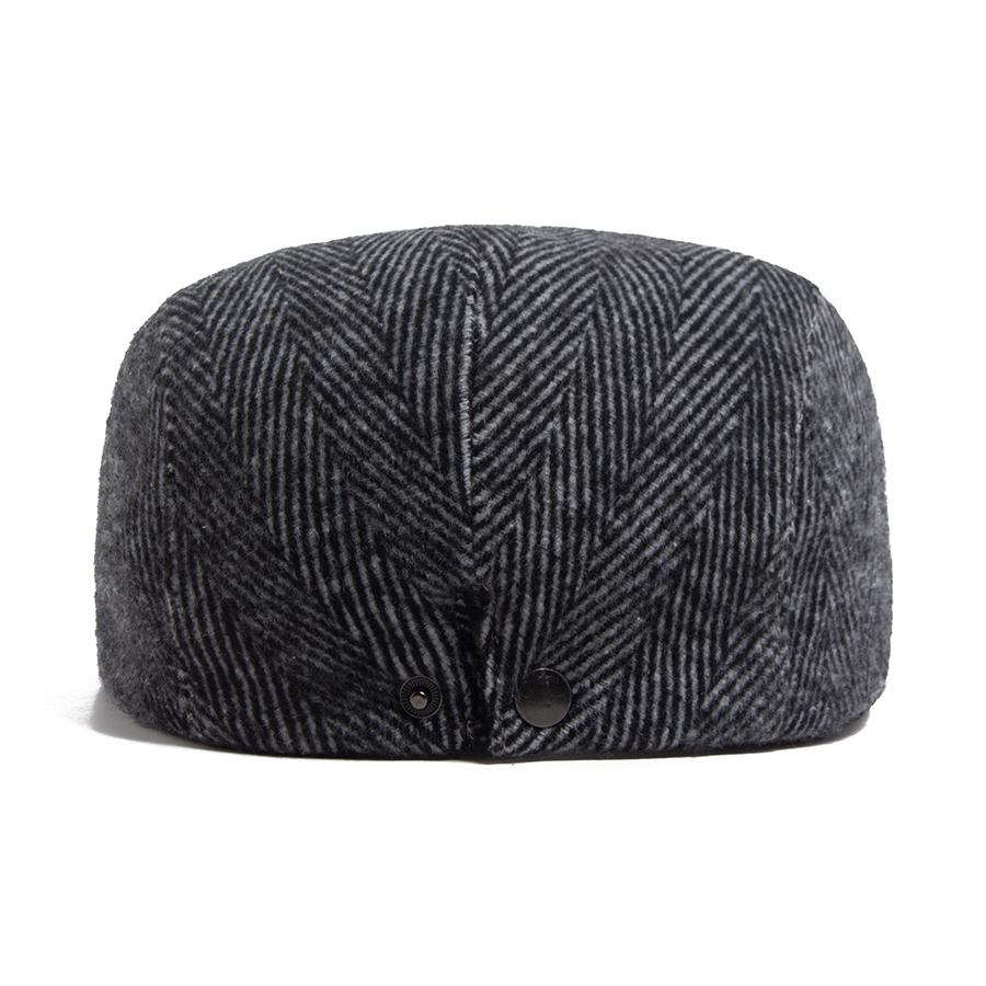 Vintage Big Herringbone Beret For Men Autumn Winter Warm Casual Newsboy Cap Fashion Women Flat Hat Double Breasted Adjustable