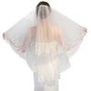 Exquisite Double Layer Bridal Veil with Sequins and Lace Edge for Wedding Photography