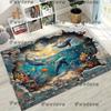 27 Style 3D Illusion Sea Underwater World Dolphin Rug for Bedroom Living Room Sofa Home Doormat Decor, Kids Non-slip Floor Mat
