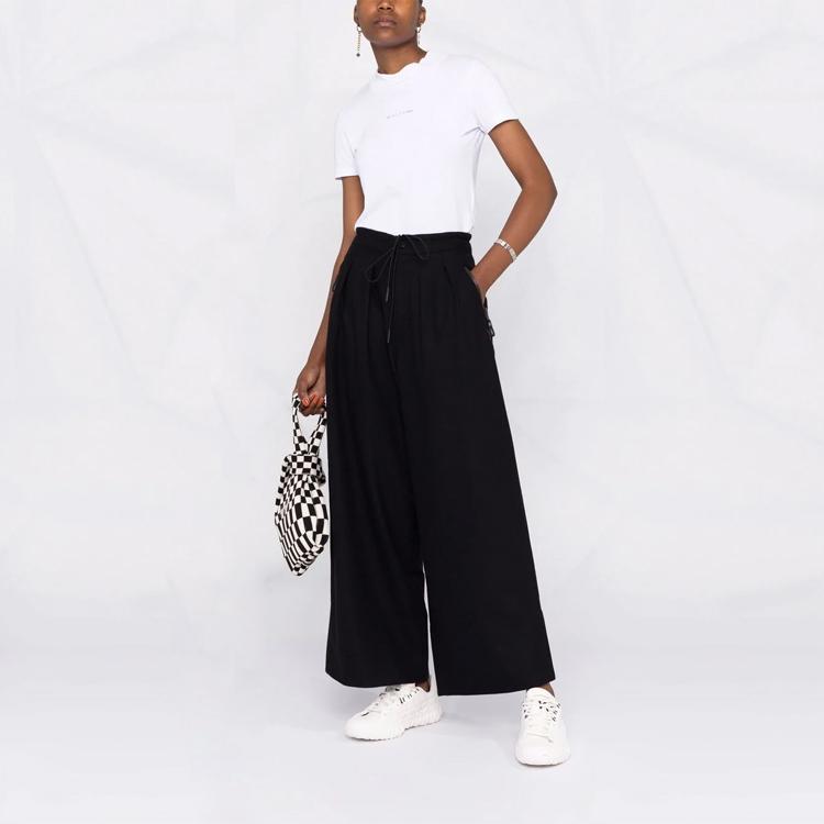 Y-3 Solid Color High Waist Tied Wide Leg Casual Pants Women bottoms Black HB3364