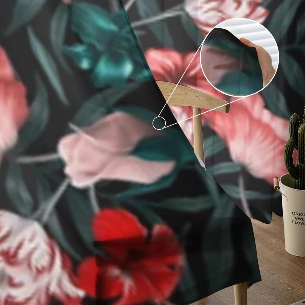 Flower Pattern Sheer Curtains For Living Room Window Transparent Voile Tulle Curtain Bedroom Drapes Home Decor