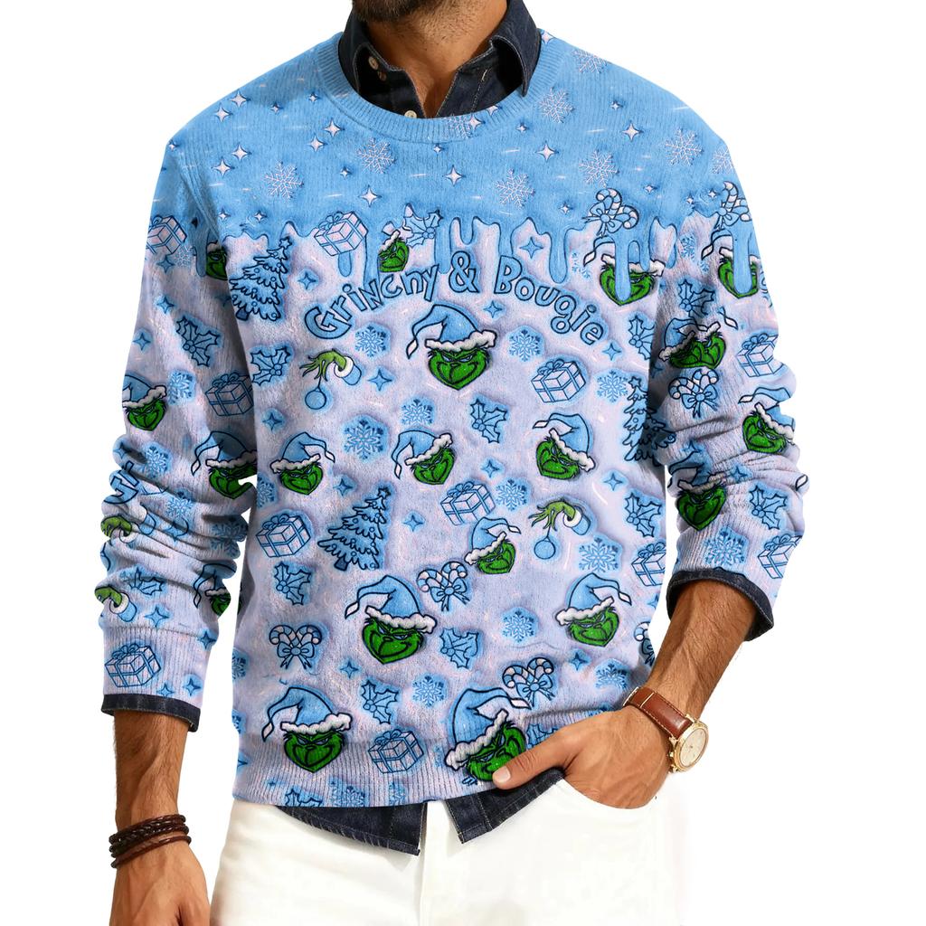 Herre Rund Hals Langermet Ribbestrikket Pullover