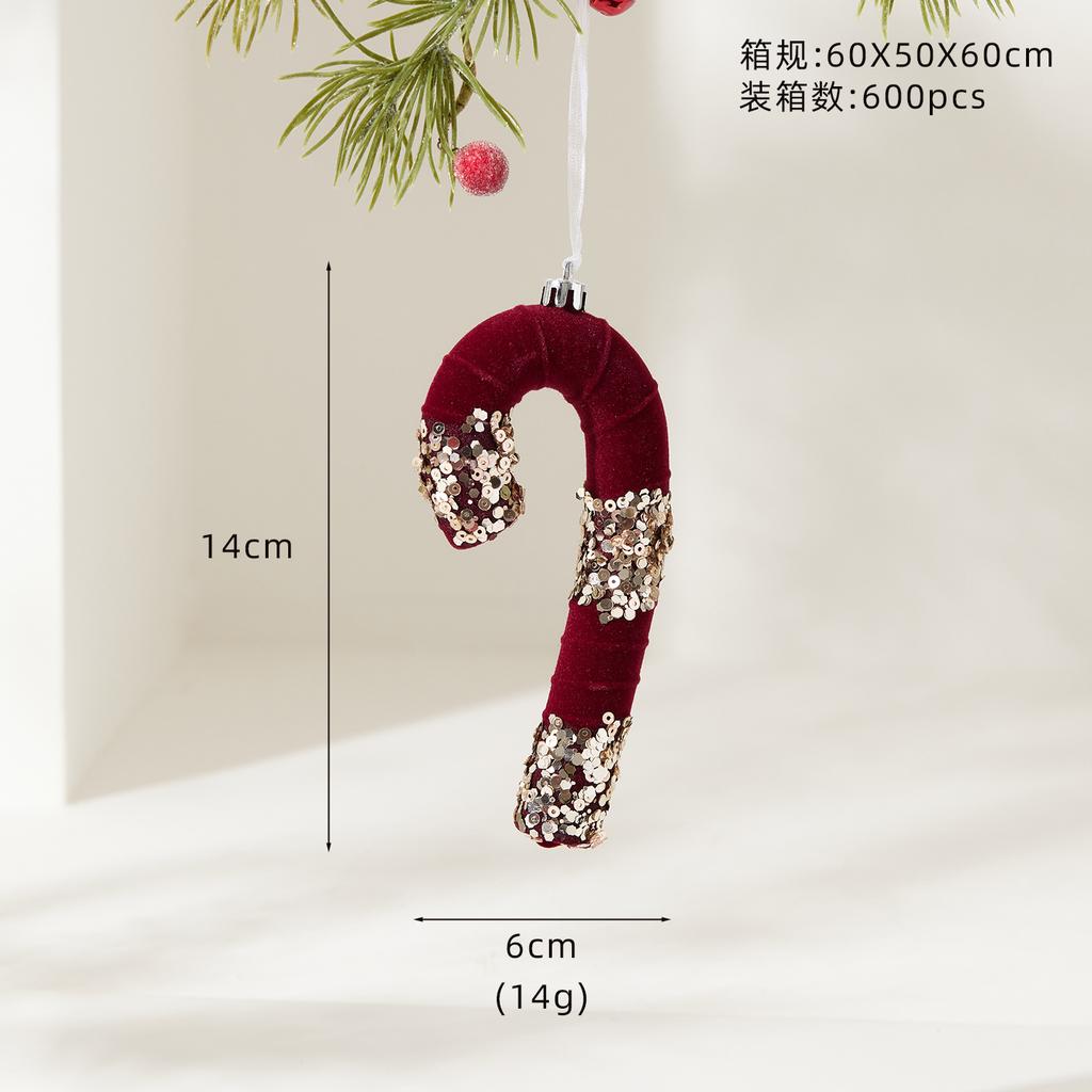 Red Velvet Flocked Christmas Tree Pendant Snowflake Bell Wreath Stocking Bow Elk Christmas Decoration Ornaments Home Decor