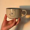 Cute Line Bear Ceramic Mug Hand-Drawn Cartoon Bear Pattern Coffee Latte Milk Cup With Handle Heat-resistant Tea Ceramic Cup