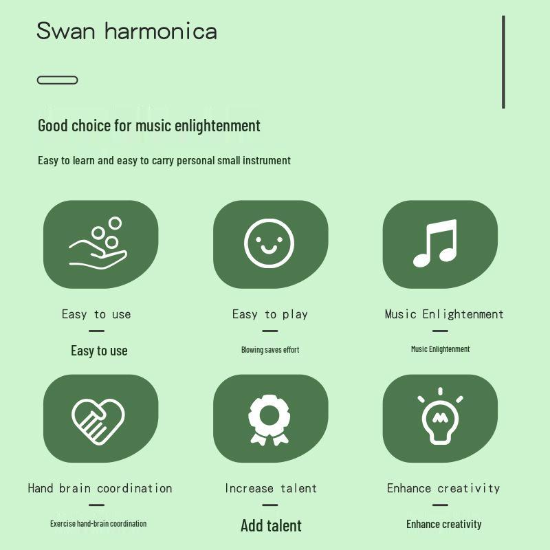 Swan Harmonica: Professional Double Reed, C Key, 24/28 Holes for Beginners & Adults