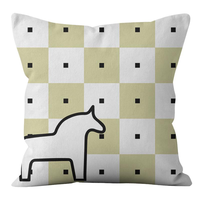 Small Clear Green Geometric Flower Print Pillowcase Short Velvet Cushion Living Room Sofa Pillowcase