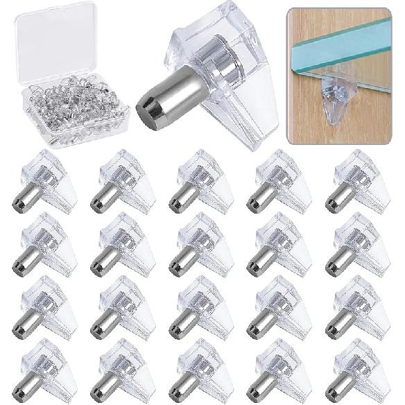 20PCS Clear 5mm Plastic Shelf Support Pegs - Locking Cabinet Shelf Pins for Kitchen, Bookshelf, Furniture - Heavy Duty, Easy Install, Replacement 5mm