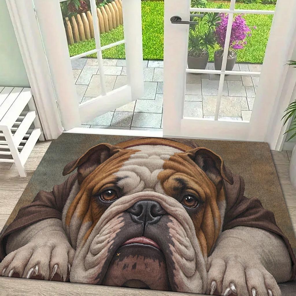 English Bulldog Fußmatte - Rutschfeste Innen-/Außen-Eingangsbodenmatte, Niedliches Bulldoggen-Gesicht Design