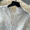 Abito Midi Elegante da Donna con Ricami in Pizzo, Manica Corta, Vita Alta, Linea ad A, Estivo, Casual, da Festa, per Matrimonio, da Vacanza, da Spiaggia