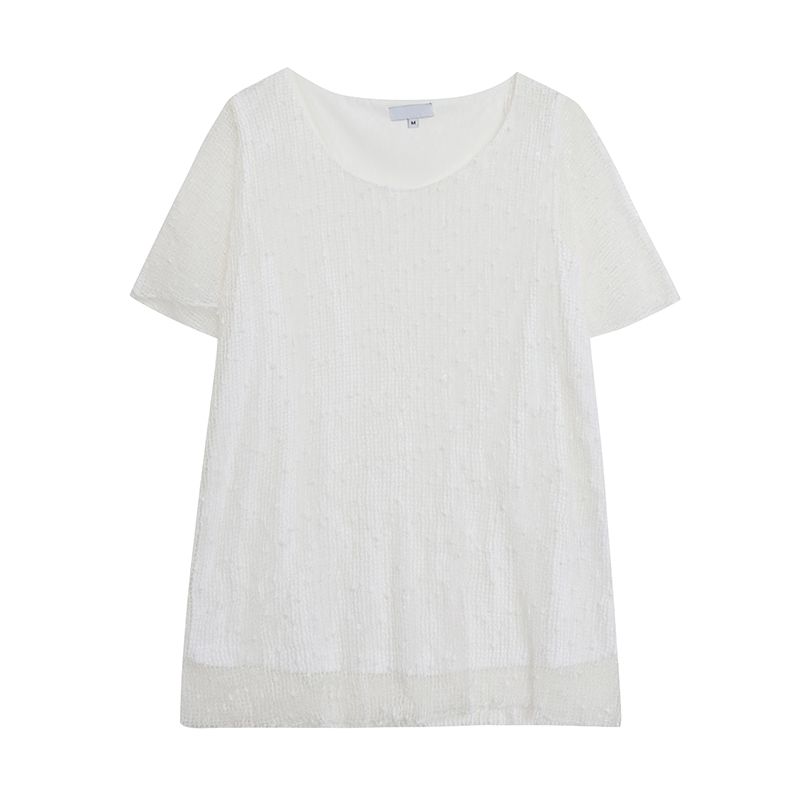 

Экспорт Двухслойный Универсальный Круглый Вырез Короткий Рукав Сетчатое Отверстие с Базовыми Топами Многоцветный Свободный Прилегающий Мягкий Короткий Рукав Женский White L