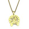 Hollow Horses Head Horseshoe Pendant Necklace for Men Women Stainless Steel Gold Silver Color Animal Chain Horse Lucky Jewelry