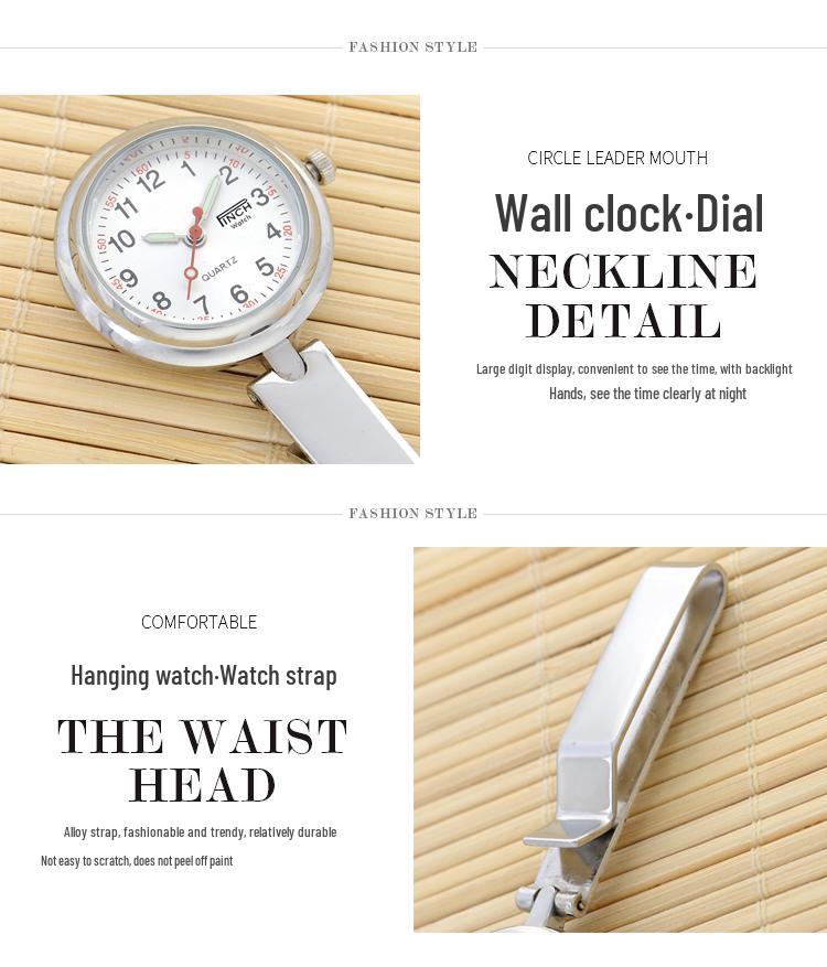 Engraved Women's Nurse Pendant Brooch Watch for Medical Use