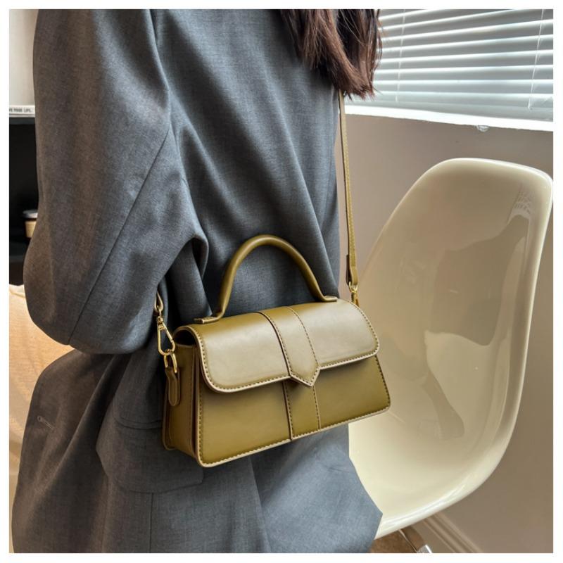New solid color simple retro texture exquisite portable embroidery thread niche versatile single shoulder crossbody small square bag