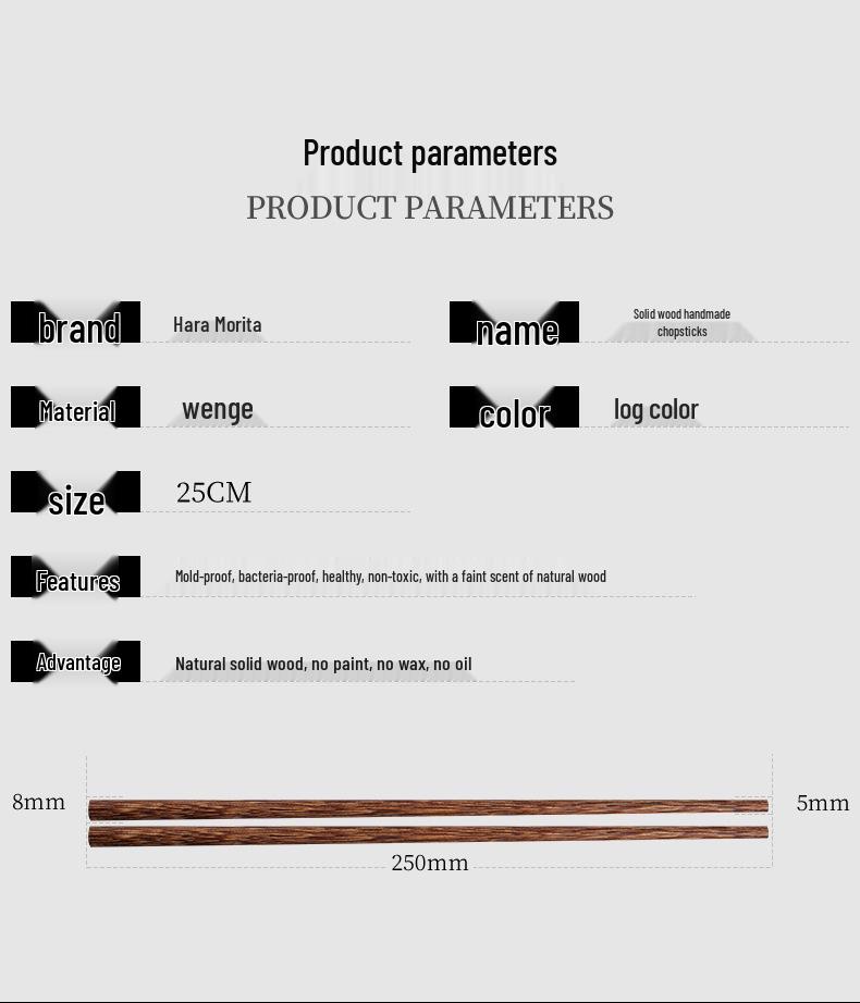 Yuan Sen Tai Japanese Chicken Wing Solid Wood Chopsticks Set - 10 Unpainted, Unwaxed Pairs for Home & Kids
