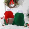 Decorative White Trim Christmas Gift Bag Furry Texture Reusable Drawstring Bag Furry Bag Christmas Gifting