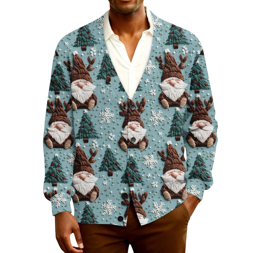 Ribbad långärmad kofta för män