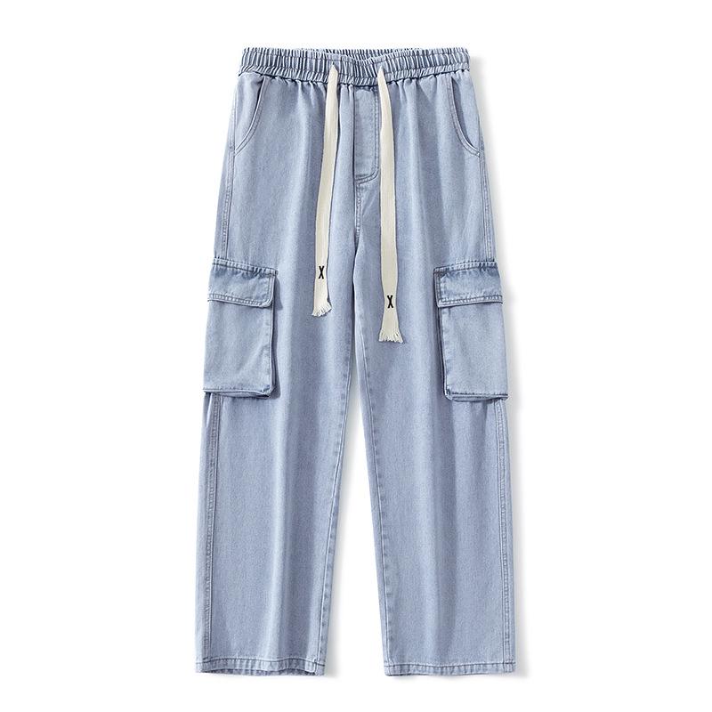 

Three Shepherd Men s Loose Cargo Pants, Smoke Gray - Spring/Summer High Street Style S (45-52.5 kg)
