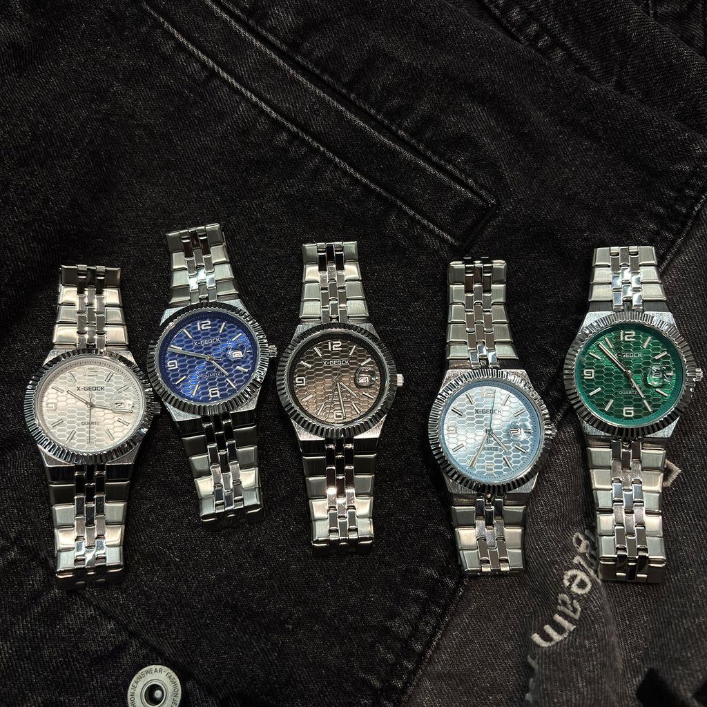 High Quality Luxury Stainless Steel Strap Quartz Watch Calendar Multi Color Waterproof Night Light Men's Watch