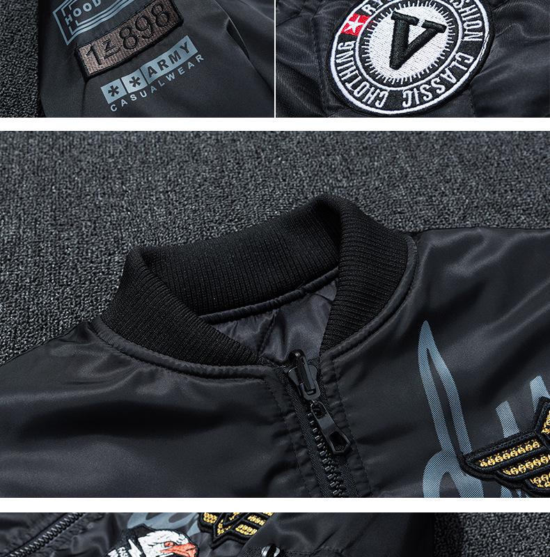 Men's Plus Size Reversible Winter Bomber Jacket - Extra Thick Cotton Baseball Style Coat