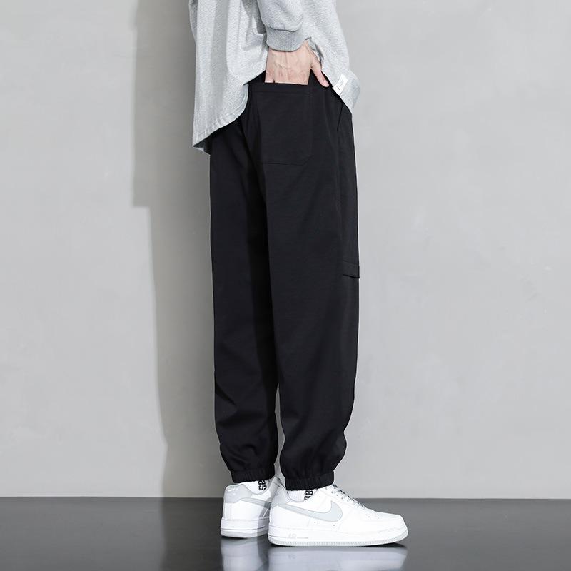 Summer New Men's Sports Casual Pants Solid Color Versatile Loose Tie Men's Sweatpants Youth Overalls Boys