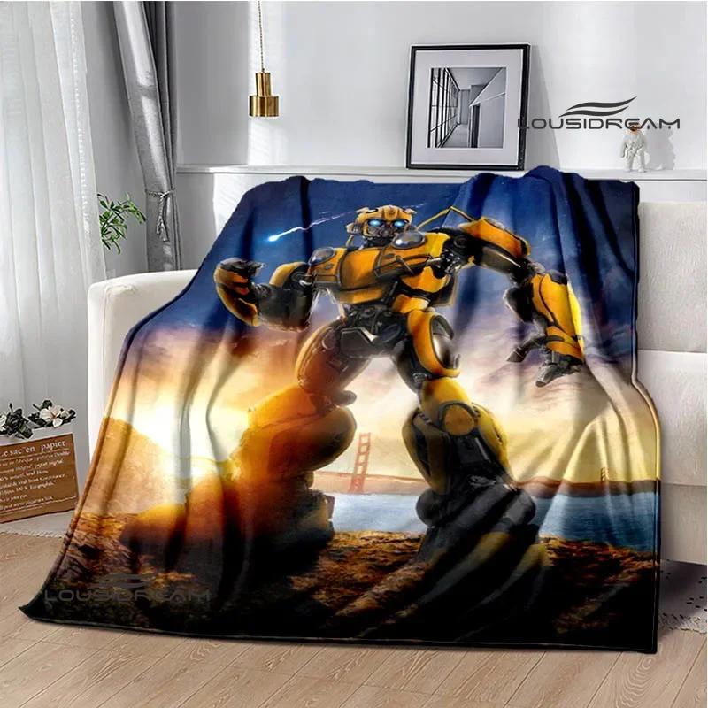 T-Transformers Cartoon Printed blankets picnic blanket Warm blankets Flannel Soft Cozy Blanket Home travel blanket Birthday Gift