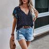 Travel New Women'S Retro Printed Shirt Casual Spring And Summer Breathable Cool Sexy Daily Date Short Sleeved T-Shirt Top