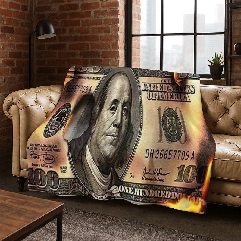 Cartoon Dollar Euro Money Rich Flannel Blanket Soft Warm Throw Blanket for Bedroom Living Room Bed Travel Camping Picnic Gift